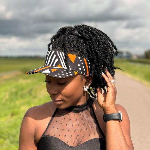 Zonneklep / Pet met Afrikaanse print - Zwart / oranje, Kleding | Heren, Hoeden en Petten, Nieuw, Ophalen of Verzenden