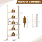 5 Niveaus Ladderrek Wandmontage 180 cm Boekenkast met Gouden, Huis en Inrichting, Kasten | Boekenkasten, Nieuw, Verzenden