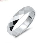 Zilveren diamond cut 4 mm ring, Nieuw, Verzenden