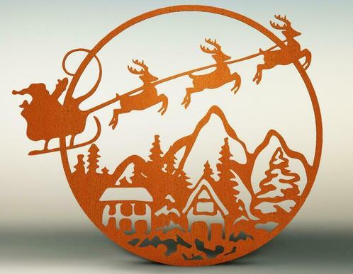 Cortenstaal wanddecoratie Kerst. Kadotip voor Sint of Kerst!, Diversen, Kerst, Nieuw, Ophalen of Verzenden