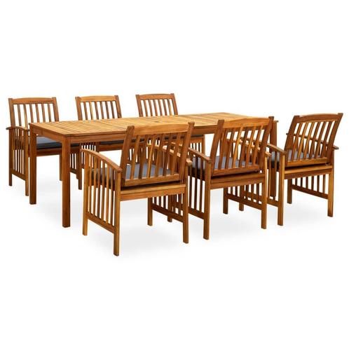 vidaXL 7-delige Tuinset met kussens massief acaciahout, Tuin en Terras, Tuinsets en Loungesets, Tuinset, Nieuw, 6 zitplaatsen