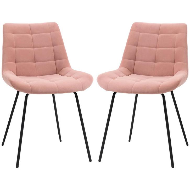 TRUUSK 2-delige Eetkamerstoel Set - Fluwelen Bekleding in Ro, Huis en Inrichting, Stoffering | Behang, Verzenden
