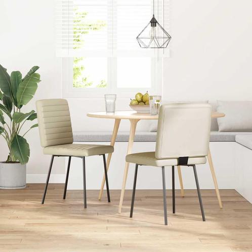 vidaXL Eetkamerstoelen 2 st kunstleer crèmekleurig, Huis en Inrichting, Stoelen, Nieuw, Verzenden