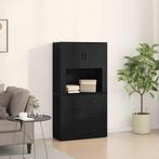vidaXL buffetkast met lade Zwart eiken 80 x 33 x 150 cm, Huis en Inrichting, Kasten | Buffetkasten, Minder dan 50 cm, Verzenden