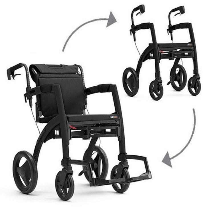 Rollz Motion – Rollator en Rolstoel in Eén - Mat-zwart M, Diversen, Rollators, Nieuw, Ophalen of Verzenden