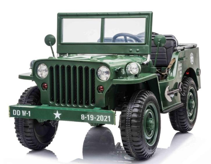 Kinderauto JEEP WILLYS WW2, groen, 24V, 4WD, 3 zits,RC NIEUW, Kinderen en Baby's, Speelgoed | Buiten | Accuvoertuigen, Nieuw, Ophalen of Verzenden