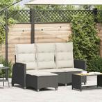vidaXL Verstelbare tuinbank met kussens L-vormig poly rattan, Verzenden, Nieuw, Rotan