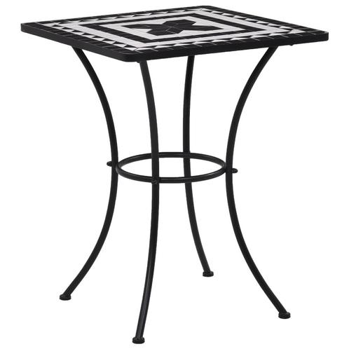 vidaXL Bistrotafel mozaïek 60 cm keramiek zwart en wit, Tuin en Terras, Tuintafels, Nieuw, Verzenden
