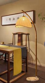 Gebogen vloerlamp - Wabi Sabi - Metaal, Canvas, Marmer -, Antiek en Kunst