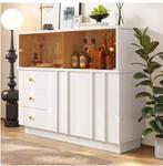 Witte Keukenkast met Glazen Deuren – Dressoir 120x95 cm, Huis en Inrichting, Keuken | Keukenelementen, Verzenden, Nieuw