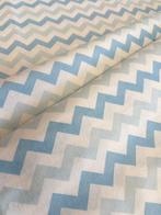 Zigzag damast stof lichtblauw pastel multicolor - Textiel -