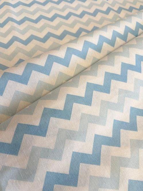 Zigzag damast stof lichtblauw pastel multicolor - Textiel -, Antiek en Kunst, Antiek | Kleden en Textiel