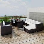 vidaXL 10-delige Loungeset met kussens poly rattan zwart, Tuin en Terras, Verzenden, Nieuw, Rotan, Loungeset