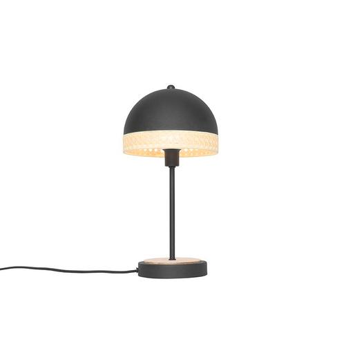 Oosterse tafellamp zwart met rotan 20 cm - Magna Rotan, Huis en Inrichting, Lampen | Tafellampen, Nieuw, Overige materialen, Minder dan 50 cm