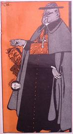 Spotprent over oprichting Katholiek Democratische Partij, Antiek en Kunst, Kunst | Litho's en Zeefdrukken, Verzenden