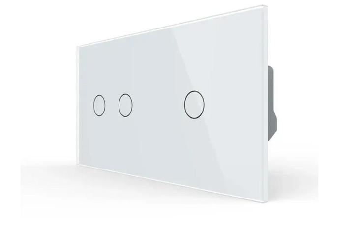 Livolo Touchscreen Schakelaar | Wit | 2 + 1 | Aan/Uit, Doe-het-zelf en Verbouw, Elektra en Kabels, Schakelaar, Nieuw, Ophalen of Verzenden