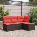 vidaXL Tuinkruk met kussen 55x55x37 cm poly rattan bruin, Verzenden, Nieuw, Rotan