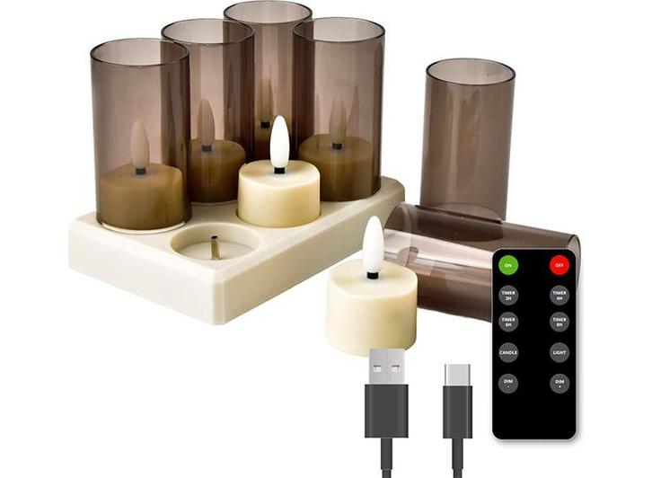 6 FlinQ Oplaadbare Waxinelichtjes - Led Kaarsen met, Huis en Inrichting, Lampen | Losse lampen, Nieuw, Verzenden