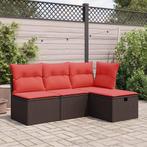 vidaXL Tuinkruk met kussen 55x55x37 cm poly rattan bruin, Verzenden, Nieuw, Rotan