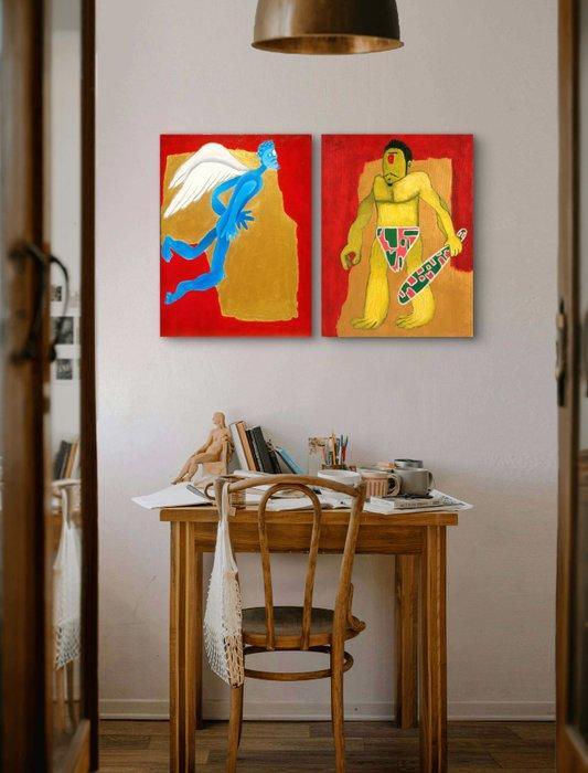 JosemicampaÑa - Icarus and the Cyclops (Ícaro y el Cíclope), Antiek en Kunst, Kunst | Schilderijen | Modern