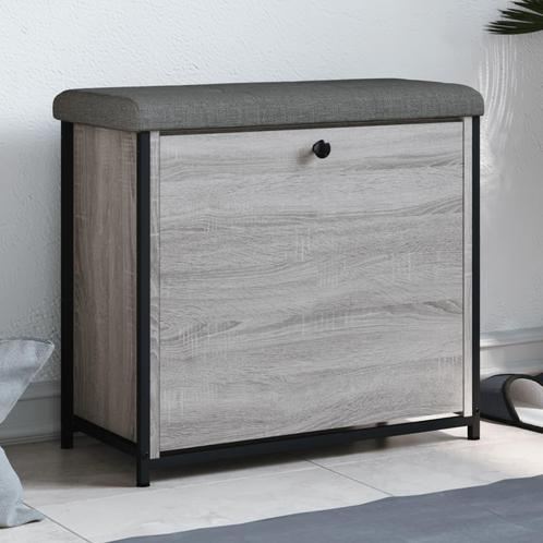 vidaXL Schoenenbankje met klaplade 62x32x56 cm grijs sonoma, Huis en Inrichting, Banken | Voetenbanken en Poefen, Nieuw, Verzenden
