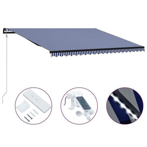 vidaXL Luifel uittrekbaar met windsensor en LED 500x300 cm, Tuin en Terras, Zonneschermen, Nieuw, Verzenden