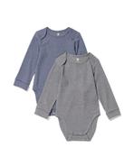 HEMA Meegroeirompers bamboe rib blauw, Verzenden, Nieuw