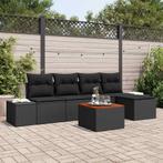 vidaXL Tuin Sofa Set 6 pcs Zwart, Verzenden, Nieuw, Rotan