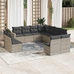 vidaXL 11-delige Loungeset met kussens poly rattan, Verzenden, Nieuw, Rotan, Loungeset