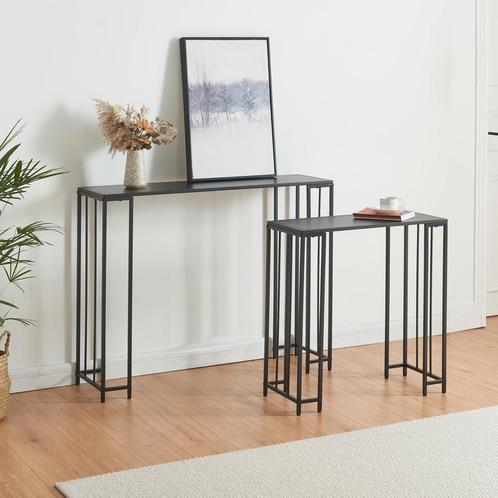 Console tafel Ørsta set van 2 zwart [en.casa], Huis en Inrichting, Woonaccessoires | Wandplanken en Boekenplanken, Verzenden