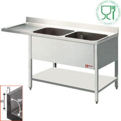 Spoeltafel met 2 kuipen en 1 druipvlak | Diamond | L1821VS, Zakelijke goederen, Horeca | Keukenapparatuur, Nieuw in verpakking