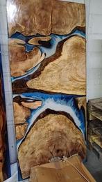 Epoxy suar/walnut wood tafel binnen/buiten incl. x poten(, Huis en Inrichting, Nieuw