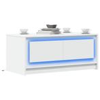 vidaXL Salontafel met LED-verlichting bewerkt hout wit, Verzenden, Nieuw, Overige houtsoorten