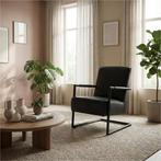 Leren fauteuil Lodge - Granada Black (zwart), Huis en Inrichting, Fauteuils, Industrieel, Modern, Scandinavisch, Nieuw, Ophalen of Verzenden