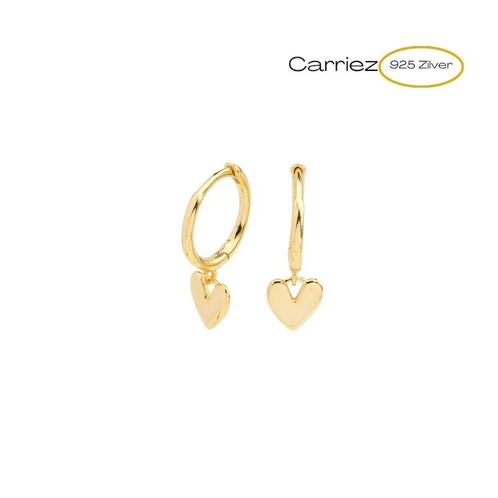 925 Zilveren goud vergulde huggie hoops met hart hanger, Sieraden, Tassen en Uiterlijk, Kettinghangers, Nieuw, Verzenden