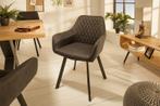 Retro stoel PALERMO antraciet met armleuning en decoratieve, Huis en Inrichting, Stoelen, Ophalen of Verzenden, Nieuw