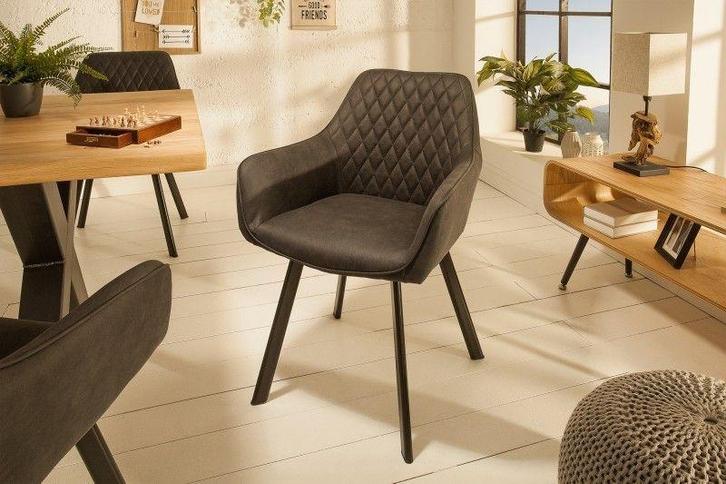Retro stoel PALERMO antraciet met armleuning en decoratieve, Huis en Inrichting, Stoelen, Ophalen of Verzenden