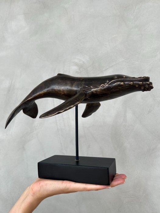 Beeld, No Reserve - Bronze Patinated Whale Soaring on its, Antiek en Kunst, Curiosa en Brocante