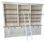 Boekenkast wit met eiken schappen en trap 300 x 240cm, Huis en Inrichting, Kasten | Boekenkasten, Ophalen of Verzenden, Nieuw