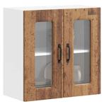 vidaXL Keukenwandkast met glazen deur Kalmar bewerkt hout, Verzenden, Nieuw, Bruin