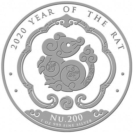 Bhutan Lunar Rat 1 oz 2020 (200.000 oplage), Postzegels en Munten, Munten | Oceanië, Losse munt, Zilver, Verzenden