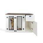 MaxxPet Houten Hondenbench 111x60x75cm - Wit-Walnoot (Dier), Dieren en Toebehoren, Hondenbenches, Verzenden, Nieuw