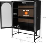 Vitrinekast - Buffetkast - 85x120x40 cm - Zwart - ML-Design, Huis en Inrichting, Verzenden, Zo goed als nieuw
