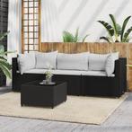vidaXL 4-delige Loungeset met kussens poly rattan zwart, Tuin en Terras, Tuinsets en Loungesets, Verzenden, Nieuw, Rotan, Loungeset