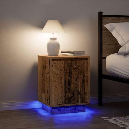 vidaXL Nachtkastjes met led-verlichting 2 st 38x34x50 cm oud, Huis en Inrichting, Slaapkamer | Nachtkastjes, Nieuw, Hout, Verzenden