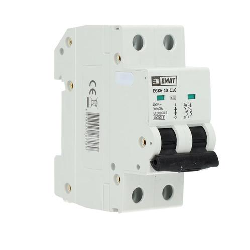 EMAT installatieautomaat 2-polig 16A C-kar (85001015), Doe-het-zelf en Verbouw, Elektra en Kabels, Verzenden