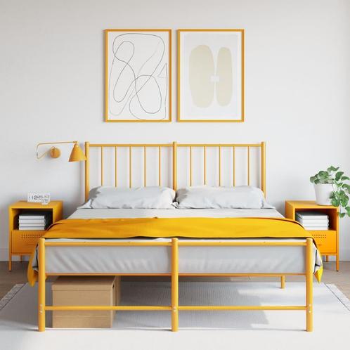 vidaXL Nachtkastjes 2 st 36x39x50,5 cm staal mosterdgeel, Huis en Inrichting, Slaapkamer | Nachtkastjes, Nieuw, Metaal of Aluminium
