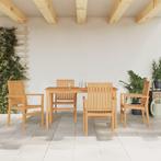 vidaXL 5-delige Tuinset massief teakhout, Tuin en Terras, Tuinsets en Loungesets, 4 zitplaatsen, Verzenden, Nieuw, Tuinset