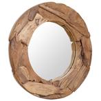 vidaXL Decoratieve spiegel rond 80 cm teakhout, Huis en Inrichting, Woonaccessoires | Spiegels, Verzenden, Nieuw