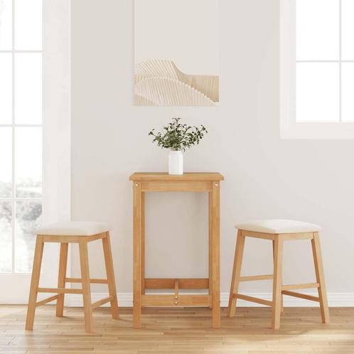 vidaXL Barstoelen met kussens 2 st massief hout rubber, Huis en Inrichting, Barkrukken, Nieuw, Verzenden